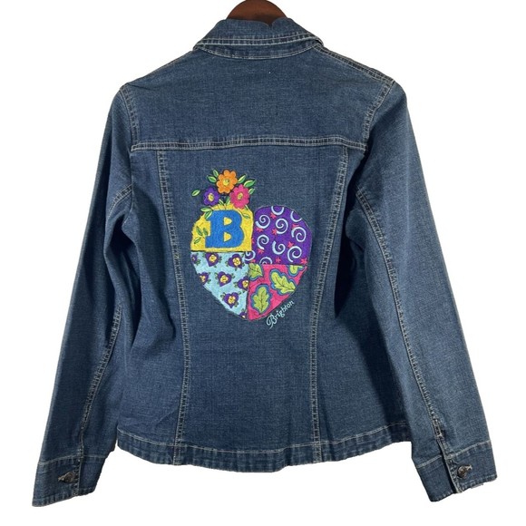 Brighton Embroidered Button Jean Follow Your Heart Denim Jacket Dallas TX Small - Picture 3 of 15